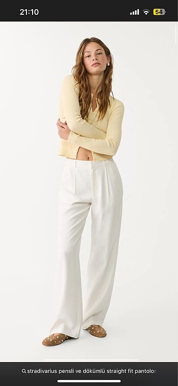 Stradivarius Stradivarius Pensli ve dökümlü straight pantolon