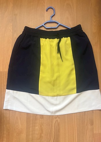 s Beden sarı Renk Kadın Sarı Siyah Mini Etek