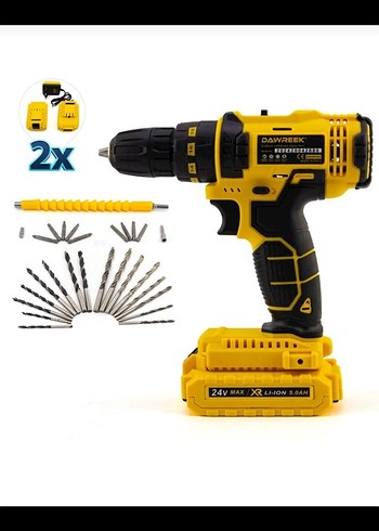 Dawreek Şarjlı Matkap 24v Çift Akü Set Ucu ile - Görsel 2