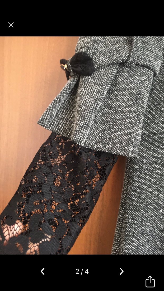 Gri Uzun Kollu Triko Elbise - Görsel 2