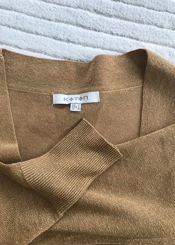 Bej V Yaka Uzun Kollu Kadın Hırka - Görsel 2