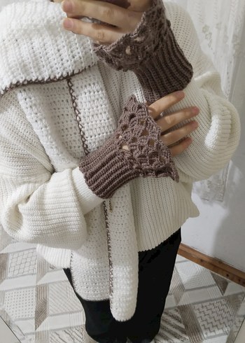 El Yapımı Atkı ve Eldiven Seti | Dantel Detaylı Örgü - Görsel 2