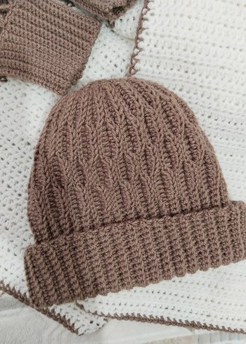 Petek model örgü bere - Görsel 2