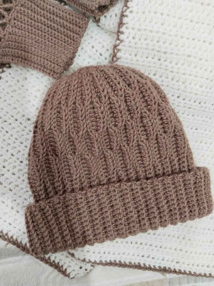 Petek model örgü bere - Görsel 2