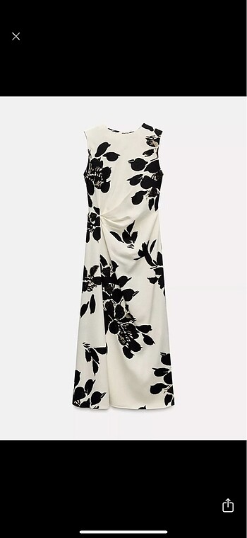Zara desenli midi elbise