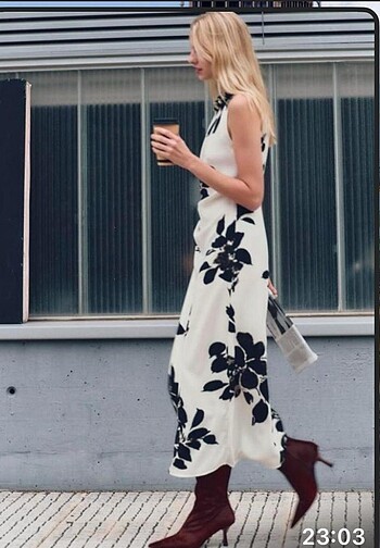 Zara Zara desenli midi elbise