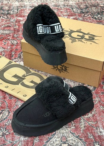 38 Beden UGG Beyaz Kürklü Dolgu Topuk Terlik