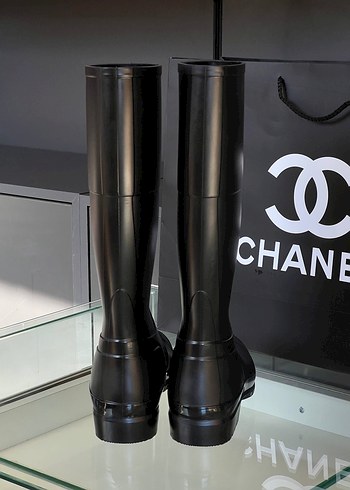Chanel Siyah Dizüstü Stiletto Topuklu Bot - Görsel 6
