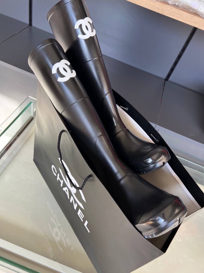 Chanel Siyah Dizüstü Stiletto Topuklu Bot - Görsel 5