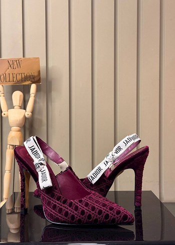 Bordo Desenli Tokalı Yüksek Topuklu Stiletto