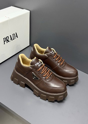 Prada Kahverengi Deri Sneaker