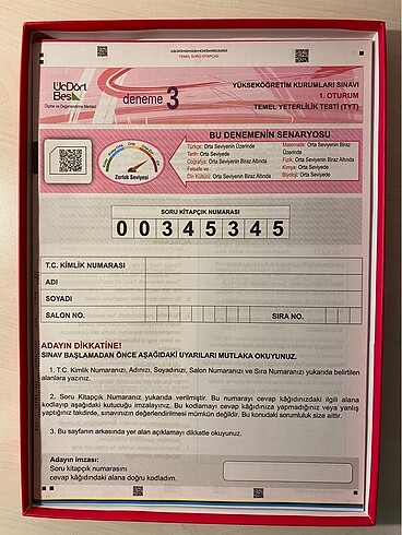 Beden Renk Üç Dört Beş Yayıncılık 345-2024 Model Tyt 5'li Genel Deneme