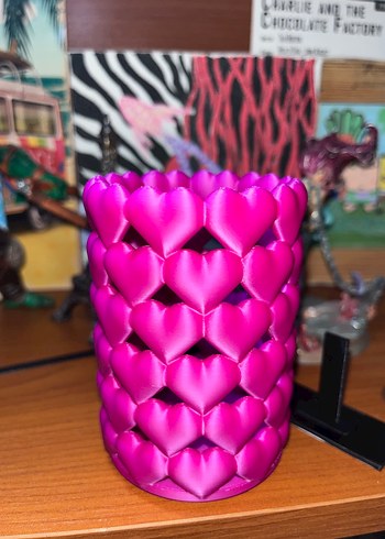 Kalp Desenli Pembe Kalemlik Fırçalık - Görsel 2