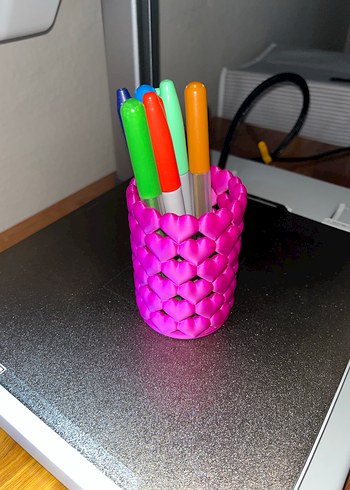 Kalp Desenli Pembe Kalemlik Fırçalık - Görsel 4