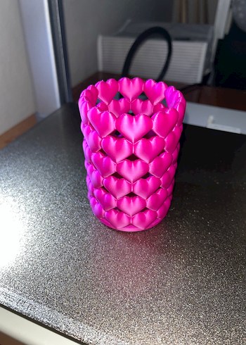 Kalp Desenli Pembe Kalemlik Fırçalık - Görsel 3