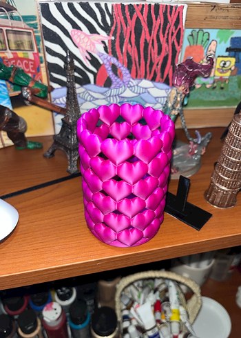 Kalp Desenli Pembe Kalemlik Fırçalık - Görsel 5