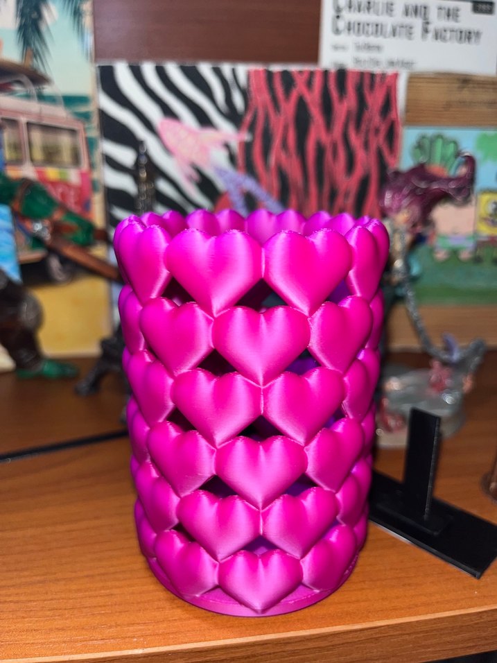 Kalp Desenli Pembe Kalemlik Fırçalık - Görsel 2