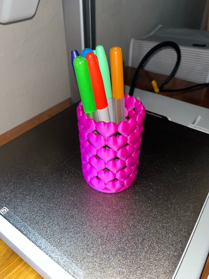 Kalp Desenli Pembe Kalemlik Fırçalık - Görsel 4