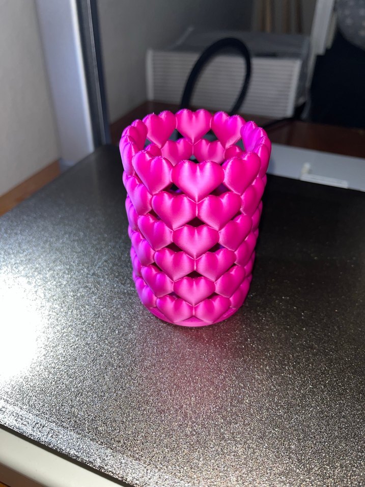 Kalp Desenli Pembe Kalemlik Fırçalık - Görsel 3