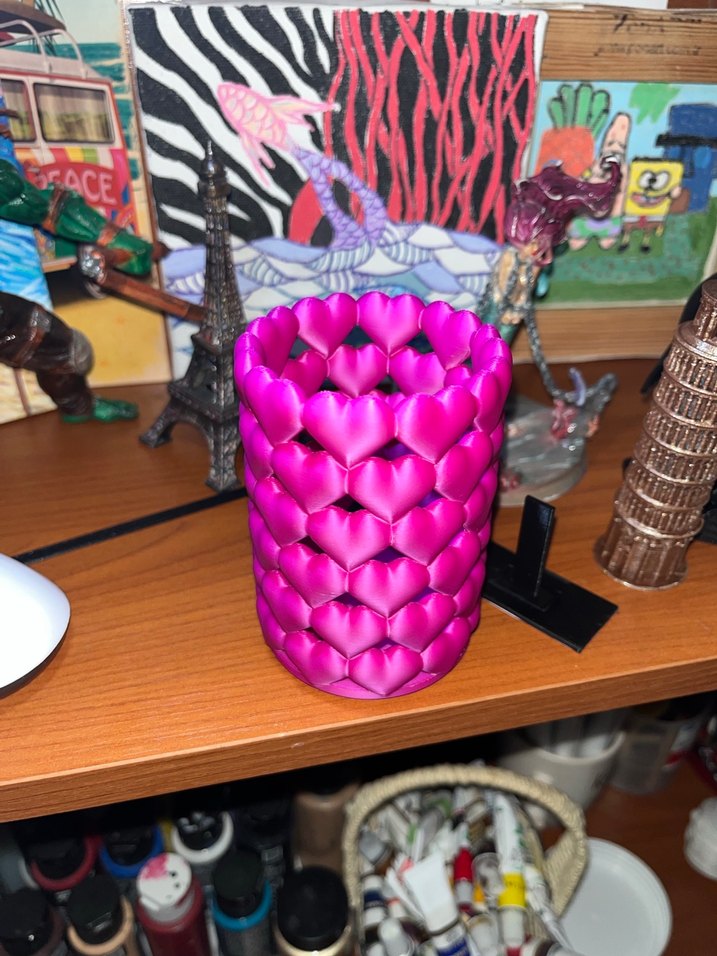 Kalp Desenli Pembe Kalemlik Fırçalık - Görsel 5