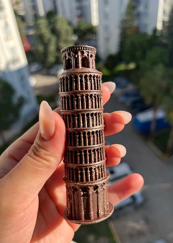 Kahverengi Pisa Kulesi Biblo Figür - Görsel 3