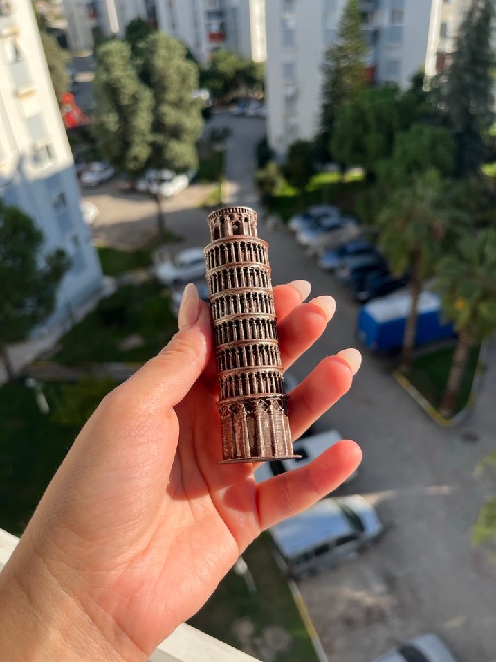 Kahverengi Pisa Kulesi Biblo Figür - Görsel 5