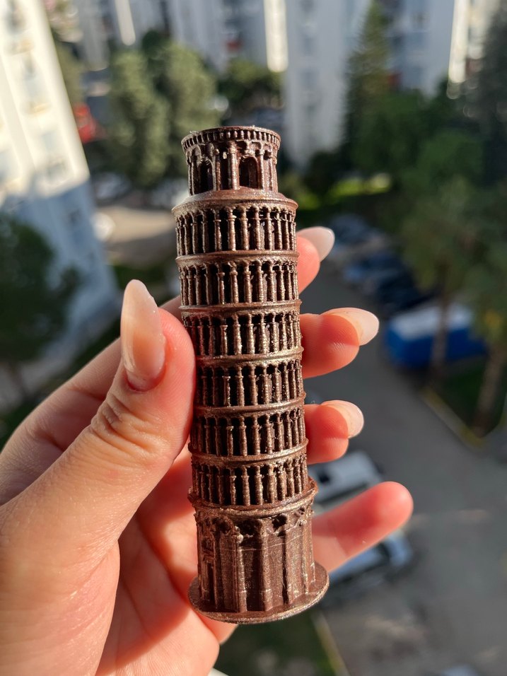 Kahverengi Pisa Kulesi Biblo Figür - Görsel 3