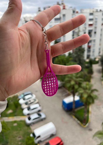 Pembe Tenis Raketi Anahtarlık - Görsel 2