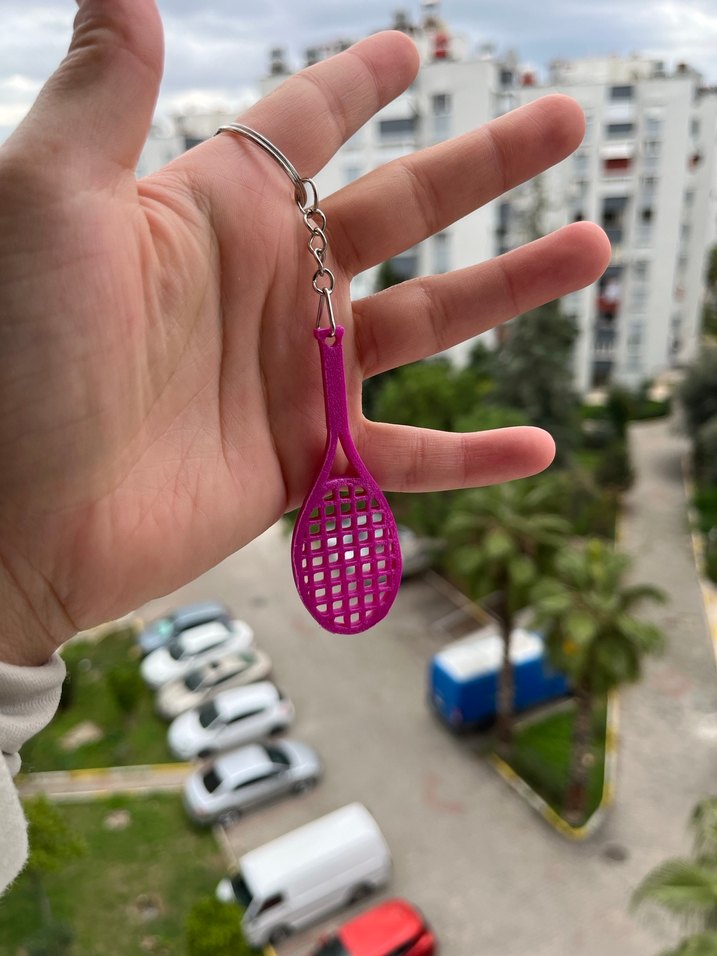 Pembe Tenis Raketi Anahtarlık - Görsel 2