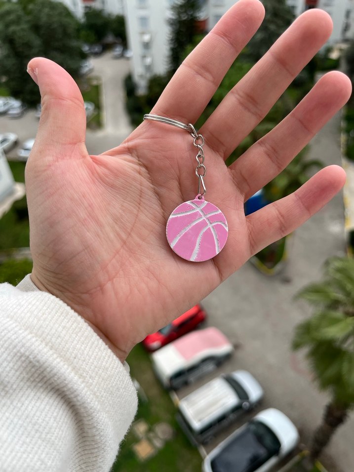 Pembe Basketbol Topu Kadın Anahtarlık - Görsel 2