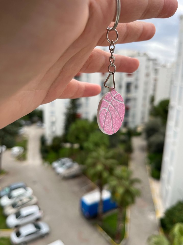Pembe Basketbol Topu Kadın Anahtarlık - Görsel 3