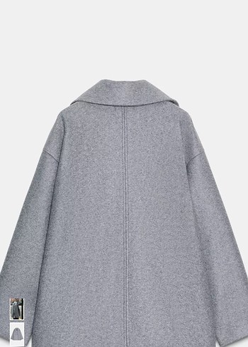 Gri Çift Düğmeli Kısa Kaban - Görsel 2