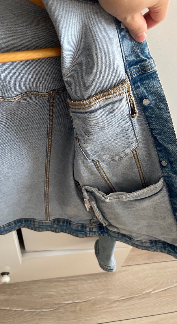 Düğmeli Mavi Denim Ceket - Görsel 4