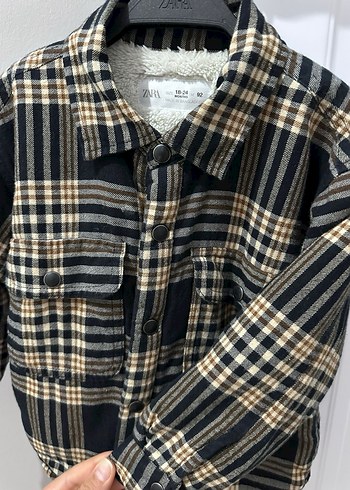 Kahverengi Ekose Erkek Çocuk Kürklü gömlek - Görsel 3