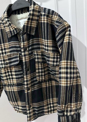 Kahverengi Ekose Erkek Çocuk Kürklü gömlek - Görsel 2