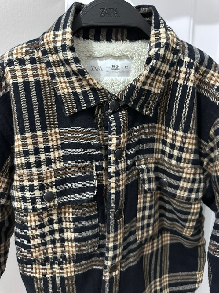 Kahverengi Ekose Erkek Çocuk Kürklü gömlek - Görsel 5