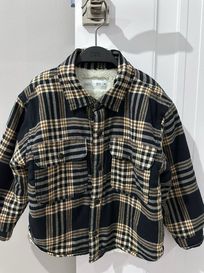 Kahverengi Ekose Erkek Çocuk Kürklü gömlek - Görsel 4