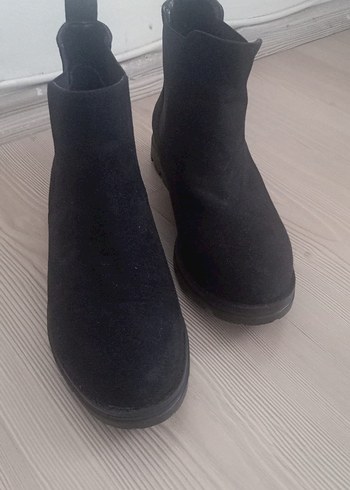 Siyah Süet Kadın Botları Velcro Bantlı - Görsel 2