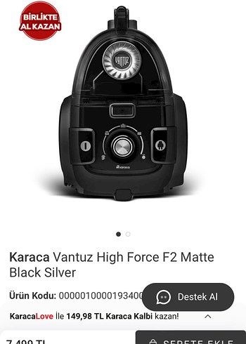 Karaca Vantuz High Force F2 Mat Siyah Gümüş