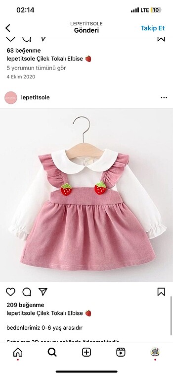 Pembe çilekli elbise