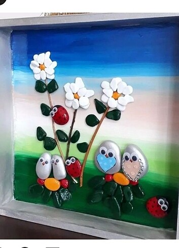  Beden Ahşap taş boyama Tablo 