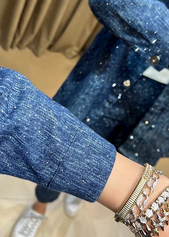 m Beden Denim taşlı Uzun Kollu Kadın Takım