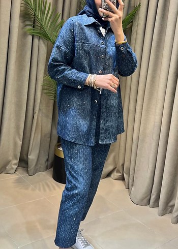 Denim taşlı Uzun Kollu Kadın Takım