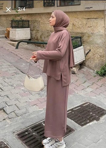 xl Beden Kadın Camel Uzun Kollu Rahat Elbise