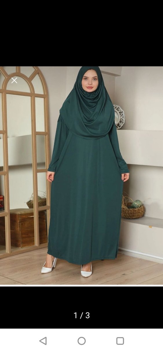 Uzun Yeşil Salaş Kadın namaz elbisesi - Görsel 2
