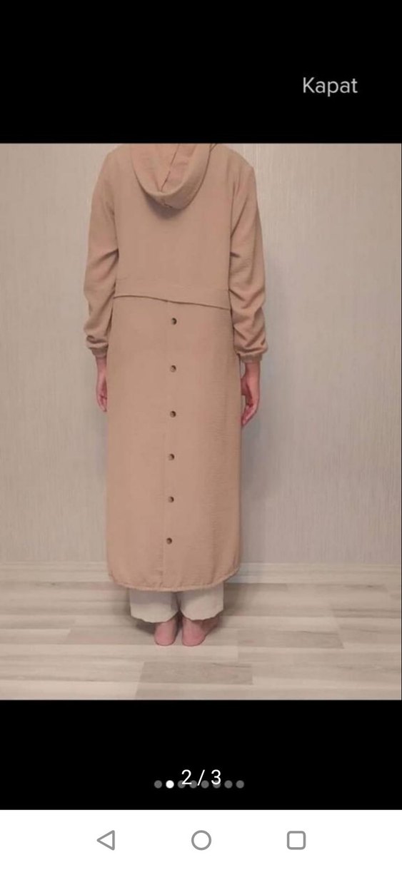 Bej Uzun Fermuarlı Kadın Kap - Görsel 2