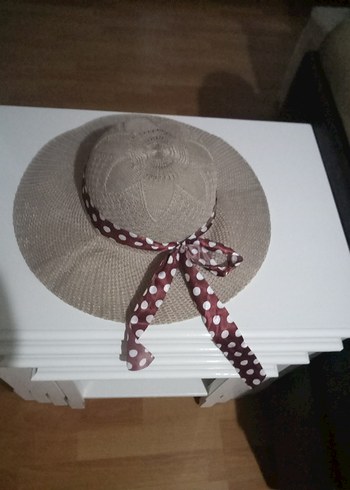 Puantiye Kurdeleli Bej Bohem Kadın Şapka - Görsel 2