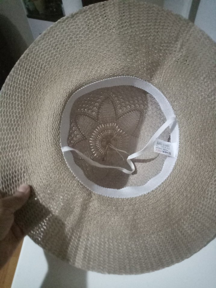 Puantiye Kurdeleli Bej Bohem Kadın Şapka - Görsel 4