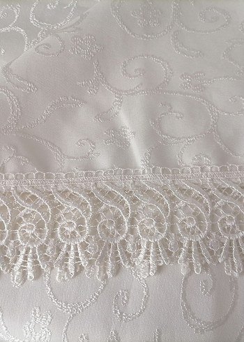 İşlemeli Beyaz Bohem Masa Örtüsü - Görsel 4