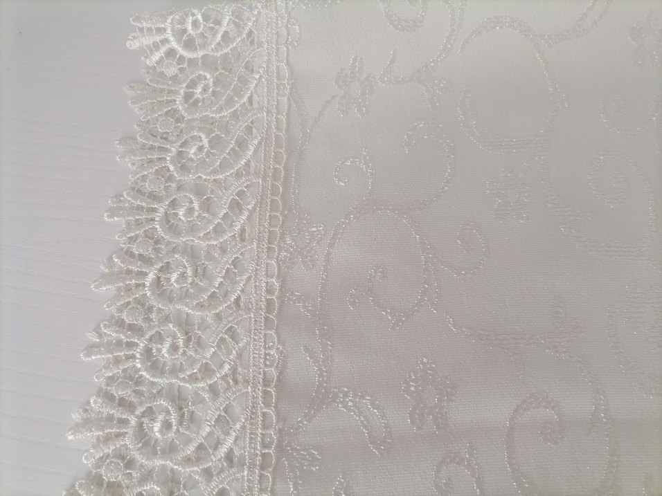 İşlemeli Beyaz Bohem Masa Örtüsü - Görsel 5